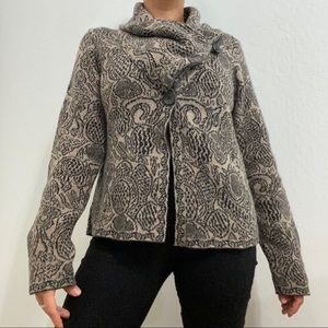 Mary Made in Italy Women’s L Wool Blend Cowlneck Thick Knit Cardigan